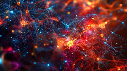 Poster - Neural Network Abstract Background Red Blue