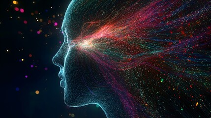 Poster - Abstract Face with Flowing Particles and Light