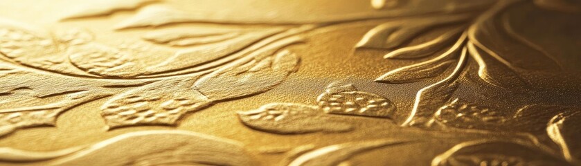 Aufkleber - Elegant gold texture featuring detailed floral patterns, perfect for luxury design and artistic backgrounds.