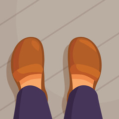 Poster - person wearing brown shoes is standing on a wooden floor