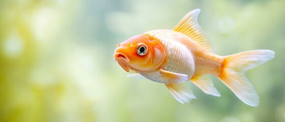  A goldfish with a blurred background and no background behind it