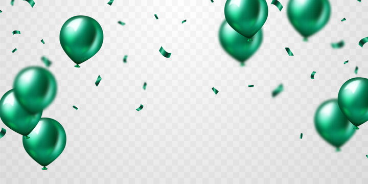 Banner template vector background beautiful design green gold 3d balloon illustration