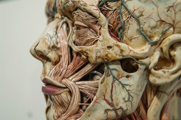 Poster - Close-up view of a human body highlighting a diverse array of internal organs, emphasizing their complexity and interconnection,. Depicting the complexity of human anatomy, AI generated