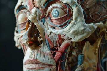 Poster - A close-up image of a human body displaying numerous organs, capturing the intricate details of human anatomy, Depicting the complexity of human anatomy, AI generated