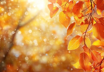 Wall Mural - Autumn Leaves in Warm Light Generative AI