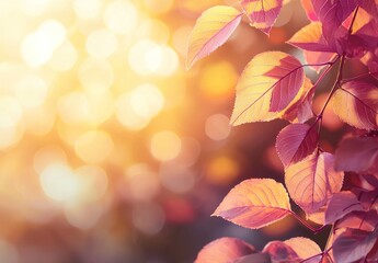 Wall Mural - Autumn Leaves in Warm Light Generative AI