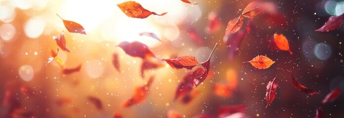 Wall Mural - Golden Autumn Leaves on Branch with Bokeh Background Generative AI