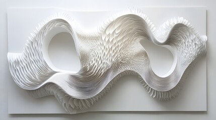 9. Abstract 3D wall art with circular paper cutouts creating a wave-like effect