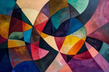 Poster - An abstract artwork filled with an array of colorful shapes, creating a lively and imaginative atmosphere that captivates the viewer, AI generated
