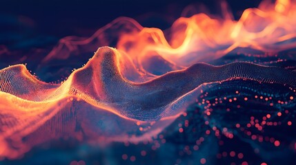 Poster - Abstract Orange & Blue Particle Wave Background