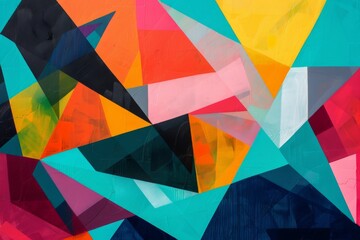Poster - A striking abstract painting composed of diverse, colorful shapes, inviting interpretation and sparking the imagination of onlookers., AI generated