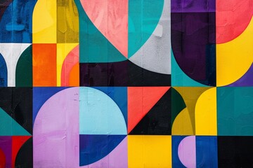 Poster - An abstract artwork filled with an array of colorful shapes, creating a lively and imaginative atmosphere that captivates the viewer, AI generated