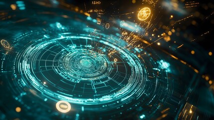 Poster - Futuristic Tech HUD Data Stream Visualization