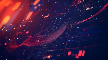 Poster - Abstract Data Stream Visualization on Dark Background