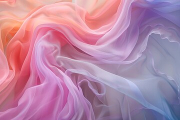 Poster - An elegant backdrop of colorful silk fabric, highlighting a spectrum of bright shades and soft, flowing patterns, Layers of pastel colors overlapping to create a sense of depth and harmony, 