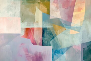 Poster - A colorful abstract painting showcasing a blend of hues and textures, evoking emotion and creativity, Layers of pastel colors overlapping to create a sense of depth and harmony, AI generated