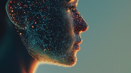 Poster - Woman's Face with Abstract Network Connection
