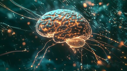 Poster - Glowing Brain Neural Network Connections