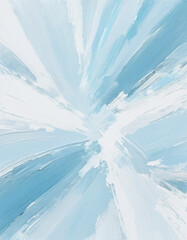 A close-up abstract painting featuring white and blue brushstrokes. The texture is thick and visible, creating a dynamic and modern aesthetic. AI generated. Light blue background