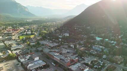 Wall Mural - Aerial view of Banff Town on a beautiful summer day. Alberta - Canada