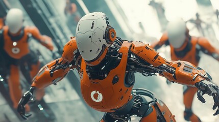Poster - Orange and White Robot in Futuristic Setting
