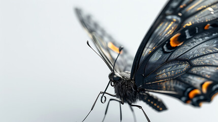 Wall Mural - A close-up of a butterfly with intricate patterns on its wings, isolated on a white background