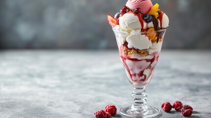 an ice cream sundai ice cream sundae in a tall glass