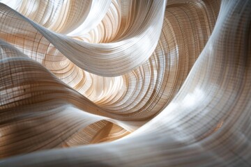 Poster - A detailed view of a large white sculpture, showcasing its intricate design and smooth surface texture, Soft, swirling patterns of light and shadow 
