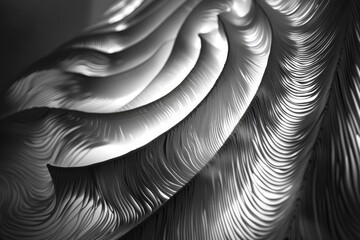 Poster - A black and white photograph capturing the dynamic motion of a crashing wave against a serene backdrop, Swirling patterns of light and shadow 
