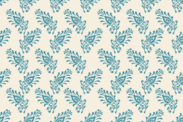 Wall Mural - Ikat floral vintage design embroidary seamless pattern on background vector illustration.Ikat ethnic oriental embroidery traditional.Indian Ikat pattern Aztec style retro. design for texture,fabric.