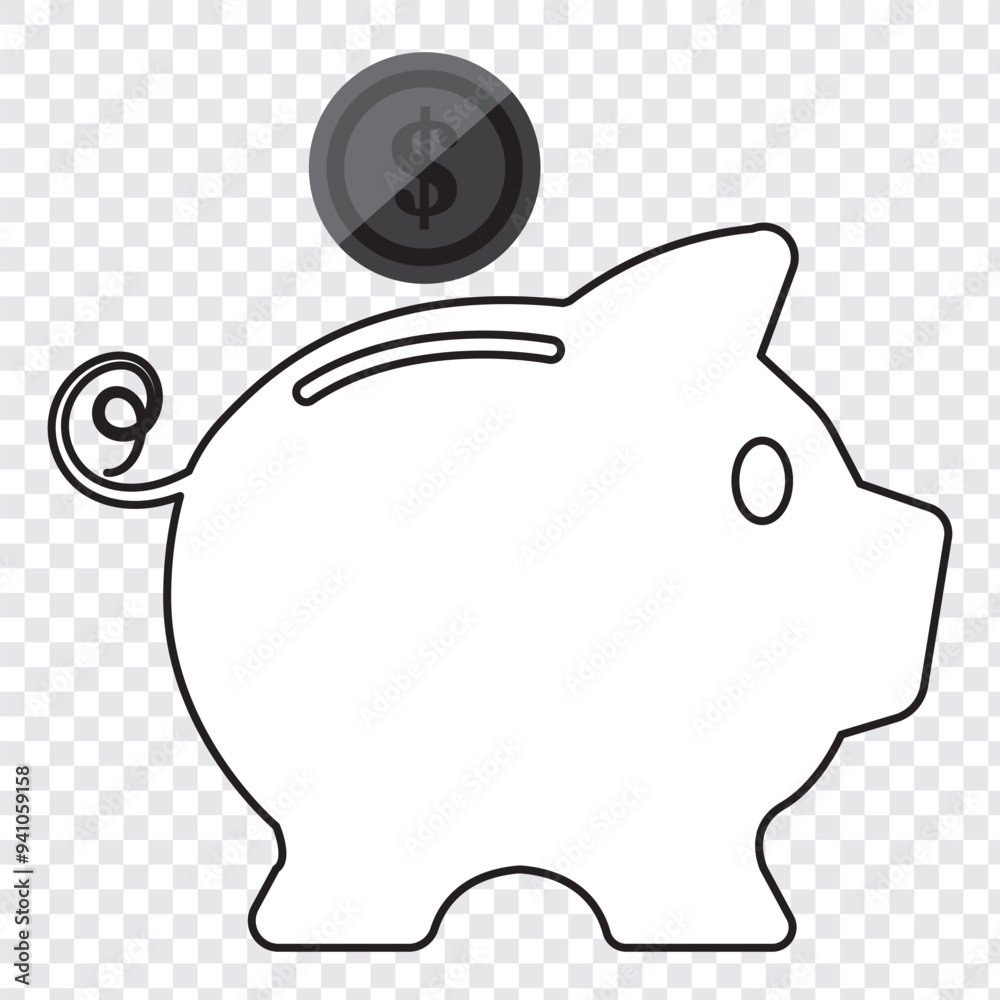 Piggy bank icon symbol shape. Money dollar saving logo sign silhouette ...