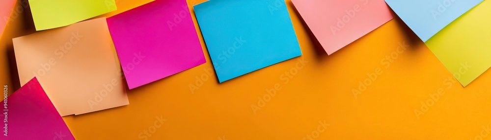 Colorful sticky notes arranged on a bright background, ideal for office ...