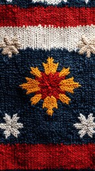 Wall Mural - A knitted sweater with a flower pattern on it