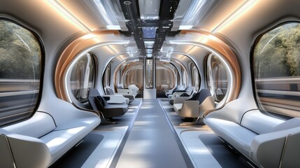 Wall Mural - Interior View of a Futuristic High-Speed Train