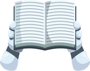 Poster - Robot hands are holding an open book, symbolizing artificial intelligence's quest for knowledge