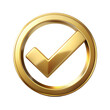© оLeo Studio - Golden Checkmark Icon Inside Circle, isolated on white transparent background, png element