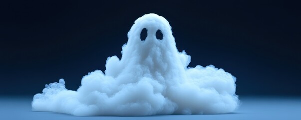 A whimsical ghost figure made of fluffy white clouds, creating a fun and playful atmosphere perfect for creative projects.