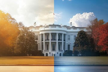 A time lapse of the White House with changing seasons, transition of power and the peaceful transfer of authority