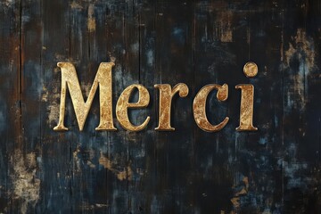 Merci written in gold letters on a dark, textured background, luxurious and sophisticated way to say thank you