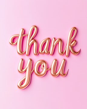 Thank you on a pink background