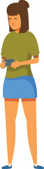 Poster - Young woman is standing and holding a video game console controller