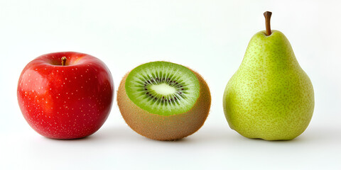 Apple, kiwi, pear fruits