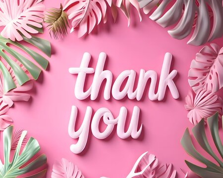 Thank you on a pink background