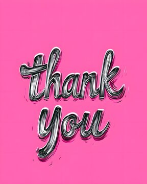Thank you on a pink background