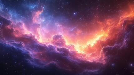 Wall Mural - breathtaking digital illustration of a cosmic nebula with swirling clouds of blue purple and magenta