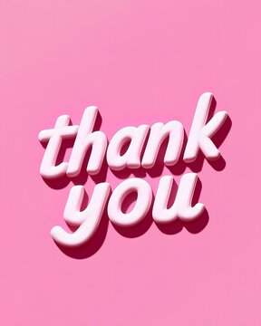 Thank you on a pink background