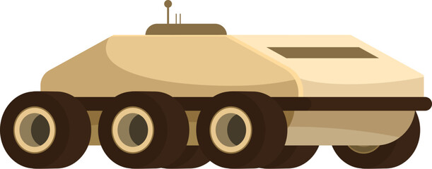 Poster - Large exploration rover vehicle moving on six wheels on a white background