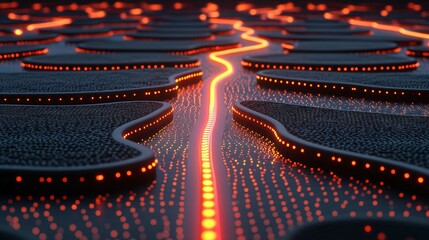 Aufkleber - An abstract visualization of AI as a glowing neural network connecting various points of data across a dark background Stock Photo with copy space