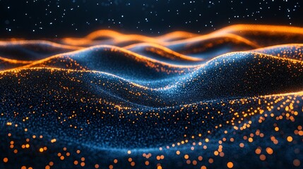 Aufkleber - An abstract visualization of AI as a glowing neural network connecting various points of data across a dark background Stock Photo with copy space