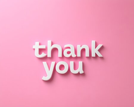 Thank you on a pink background